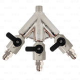 3 way Co2 Regulator Manifold Distributor Splitter - 1/4" MFL Threaded Shutoffs Star Beverage Supply Co.