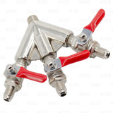 3 way Co2 Regulator Manifold Distributor Splitter - 1/4" MFL Threaded Shutoffs Star Beverage Supply Co.