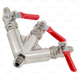 3 way Co2 Regulator Manifold Distributor Splitter - 1/4" MFL Threaded Shutoffs Star Beverage Supply Co.