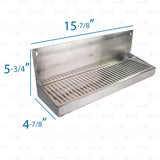 16" Stainless Steel Hanging Drip Tray w/ Removable Grate For Kegerator or Keezer Star Beverage Supply Co.