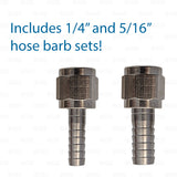 Ball Lock Corny Keg Coupler 1/4" MFL Threaded + 3/8" and 1/4" Barbs GAS / IN Star Beverage Supply Co.