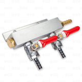 2 Way Co2 Gas Manifold Splitter Distributor Draft Beer Kegerator 5/16" Shutoffs Star Beverage Supply Co.