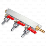 3 Way Co2 Gas Manifold Splitter Distributor Draft Beer Kegerator 5/16" Shutoffs Star Beverage Supply Co.