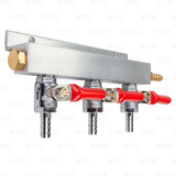 3 Way Co2 Gas Manifold Splitter Distributor Draft Beer Kegerator 5/16" Shutoffs Star Beverage Supply Co.