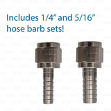 Ball Lock Corny Keg Coupler 1/4" MFL Threaded 3/8" and 1/4" Barbs BEVERAGE ONLY Star Beverage Supply Co.