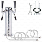 2 Tap Stainless Steel Draft Beer Bar Beverage Column Tower with Hammered Finish Krome Dispense