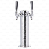 2 Tap Stainless Steel Draft Beer Bar Beverage Column Tower with Hammered Finish Krome Dispense
