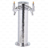 2 Tap Stainless Steel Draft Beer Bar Beverage Column Tower with Hammered Finish Krome Dispense