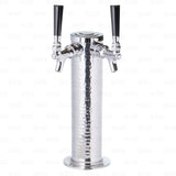 2 Tap Stainless Steel Draft Beer Bar Beverage Column Tower with Hammered Finish Krome Dispense