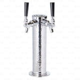 2 Tap Stainless Steel Draft Beer Bar Beverage Column Tower with Hammered Finish Krome Dispense