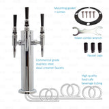 3 Tap Draft Nitro Beer Coffee Tower Triple Stainless Steel Stout Creamer Faucets freeshipping - Star Beverage Supply Co.
