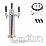3 Tap Draft Beer Tower Triple Faucet 12" Tall, 3" Diameter Stainless Steel freeshipping - Star Beverage Supply Co.