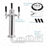 3 Tap Draft Beer Tower Triple Faucet 12" Tall, 3" Diameter Stainless Steel freeshipping - Star Beverage Supply Co.