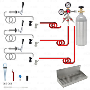 3 Tap Home Brew Beer Ball Lock Keg Kegerator or Keezer Conversion Kit + CO2 Tank Star Beverage Supply Co.