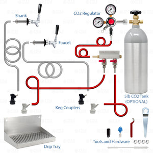 2 Tap Ball Lock Kegerator Conversion Kit for Home Brewing Corny Kegs + 5lb CO2 Tank Star Beverage Supply Co.