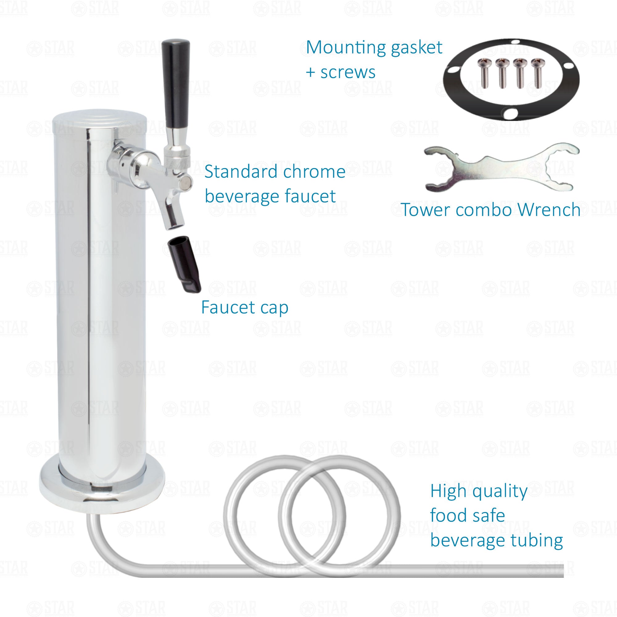 1*Draft Beer Single Faucet Tower Keg Kegerator Single Tap Beer Tower  Stainless