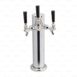 3 Tap Draft Beer Tower Triple Faucet 12" Tall, 3" Diameter Stainless Steel freeshipping - Star Beverage Supply Co.