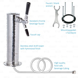 1 Tap Stainless Steel Draft Beer Bar Beverage Column Tower with Hammered Finish Krome Dispense