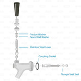 Repair Kit for Standard US Beer Faucet - Stainless Steel Lever, Washers, Seals Star Beverage Supply Co.