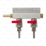 2 Way Co2 Gas Manifold Splitter Distributor Draft Beer Kegerator 3/8" Shutoffs freeshipping - Star Beverage Supply Co.