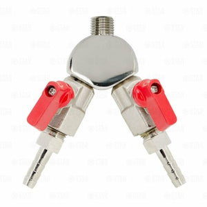 2 way Co2 Splitter with 3/8" Shutoffs - Draft Beer Gas Distributor Manifold-Business & Industrial:Restaurant & Food Service:Bar & Beverage Equipment:Draft Beer Dispensing:Couplers, Hoses & Fittings-Star Beverage Supply Co.