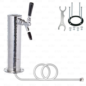 1 Tap Stainless Steel Draft Beer Bar Beverage Column Tower with Hammered Finish Krome Dispense