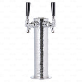 2 Tap Stainless Steel Draft Beer Bar Beverage Column Tower with Hammered Finish Krome Dispense