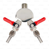 2 way Co2 Splitter with 3/16" Shutoffs - Draft Beer Gas Distributor Manifold-Business & Industrial:Restaurant & Food Service:Bar & Beverage Equipment:Draft Beer Dispensing:Couplers, Hoses & Fittings-Star Beverage Supply Co.